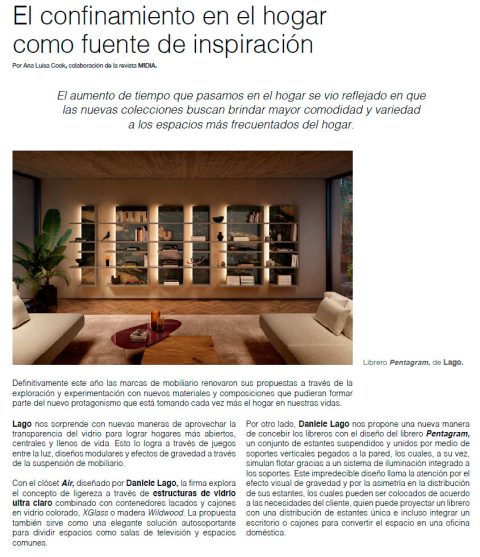 EL CONFINAMIENTO EN EL HOGAR COMO FUENTE DE INSPIRACIÓN Sector Mueblero